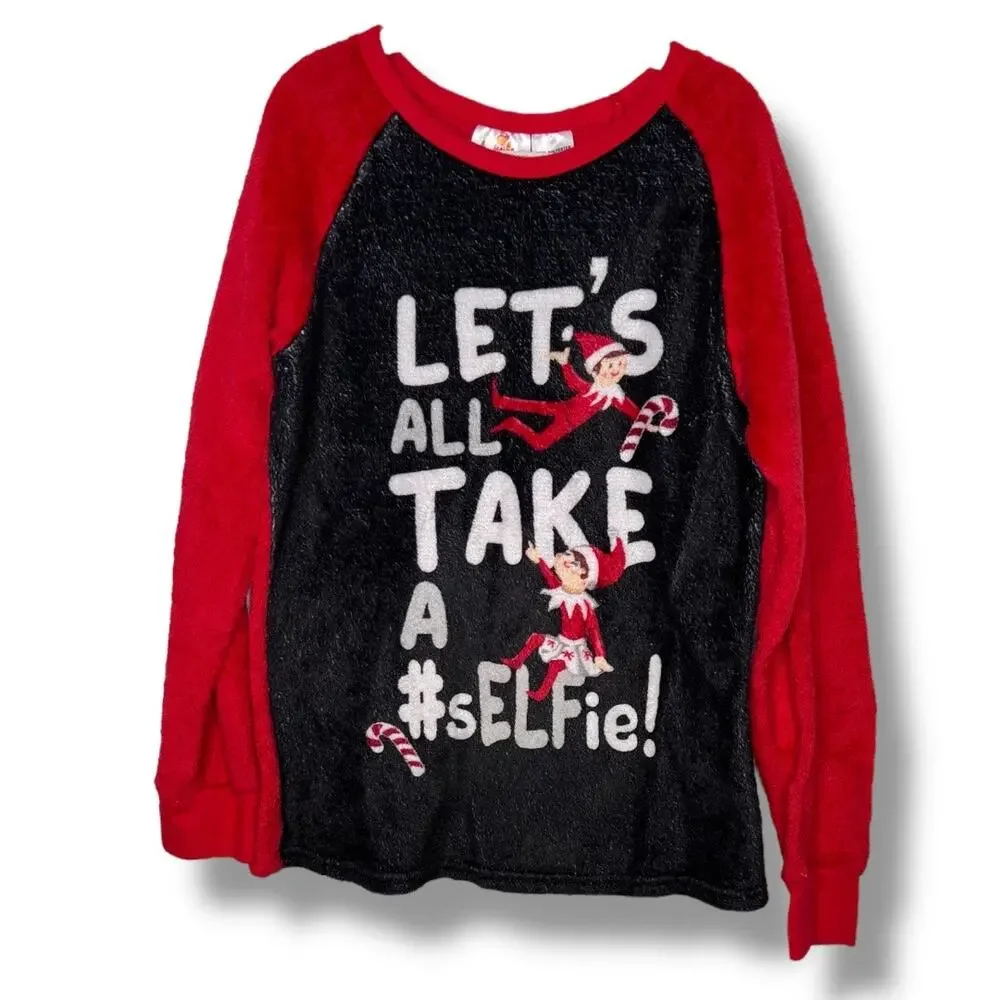 Girls Elf on The Shelf “Lets Take A Selfie” Graphic Pajama Short